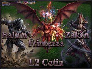 Mapa estratégico de raid boss lineage 2 high five mostrando localizaciones de jefes épicos y horarios de spawn en el servidor L2 Catia.